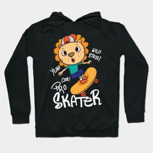 cute hand drawn skater lion Hoodie